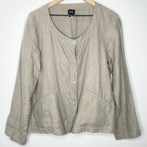 Eileen Fisher 100% Linen Button Front Boxy Lightweight Jacket | Size M